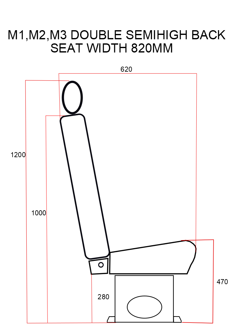 A1 Double Semi-High Back Crash Tested Camper Van Minibus Coach Seating.
