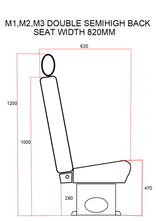 A1 Double Semi-High Back Crash Tested Camper Van Minibus Coach Seating.