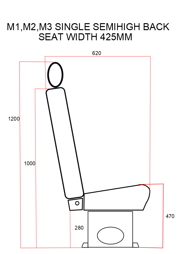 A1 Single Semi-High Back Rear Van Seat
