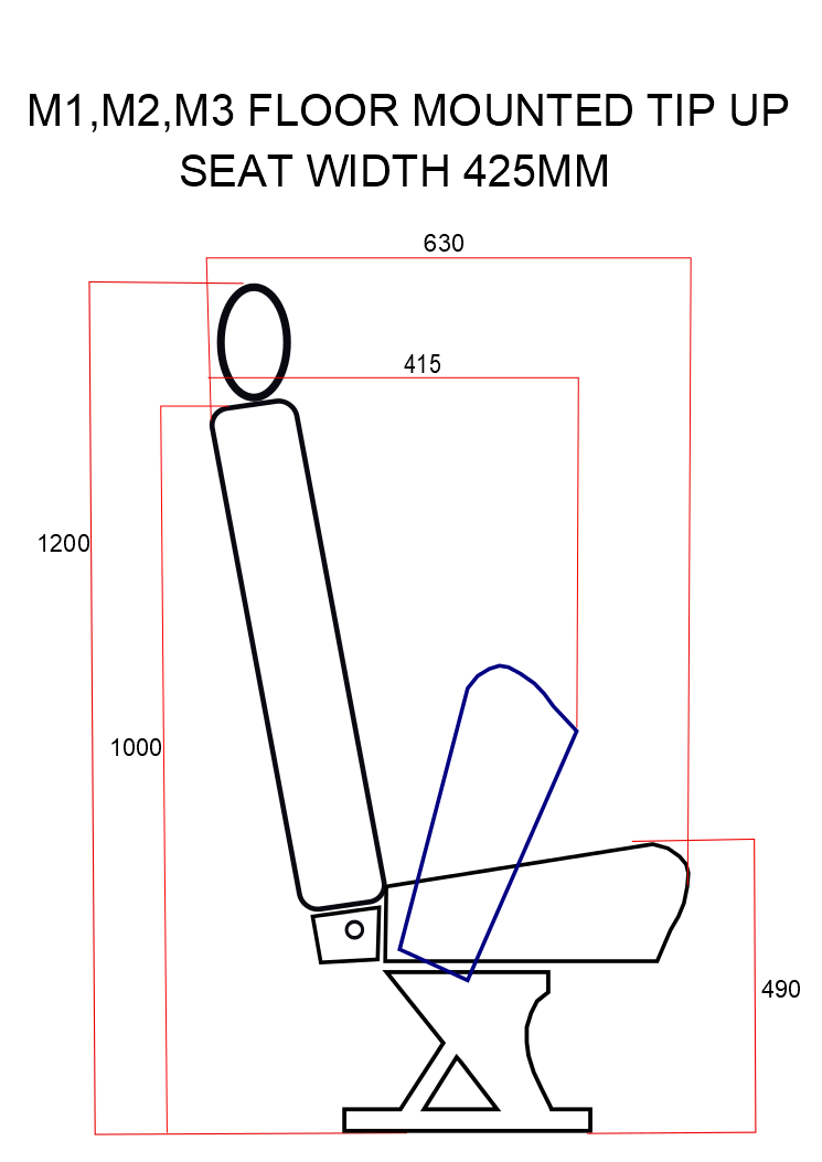 A1 Single Floor Mounted Fold-up Van Seat
