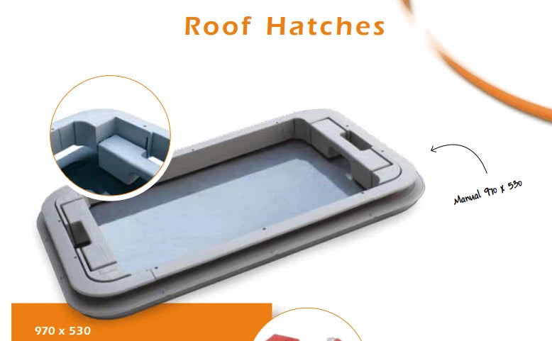 Electric Low Profile Glass Skyligh 970 x 530