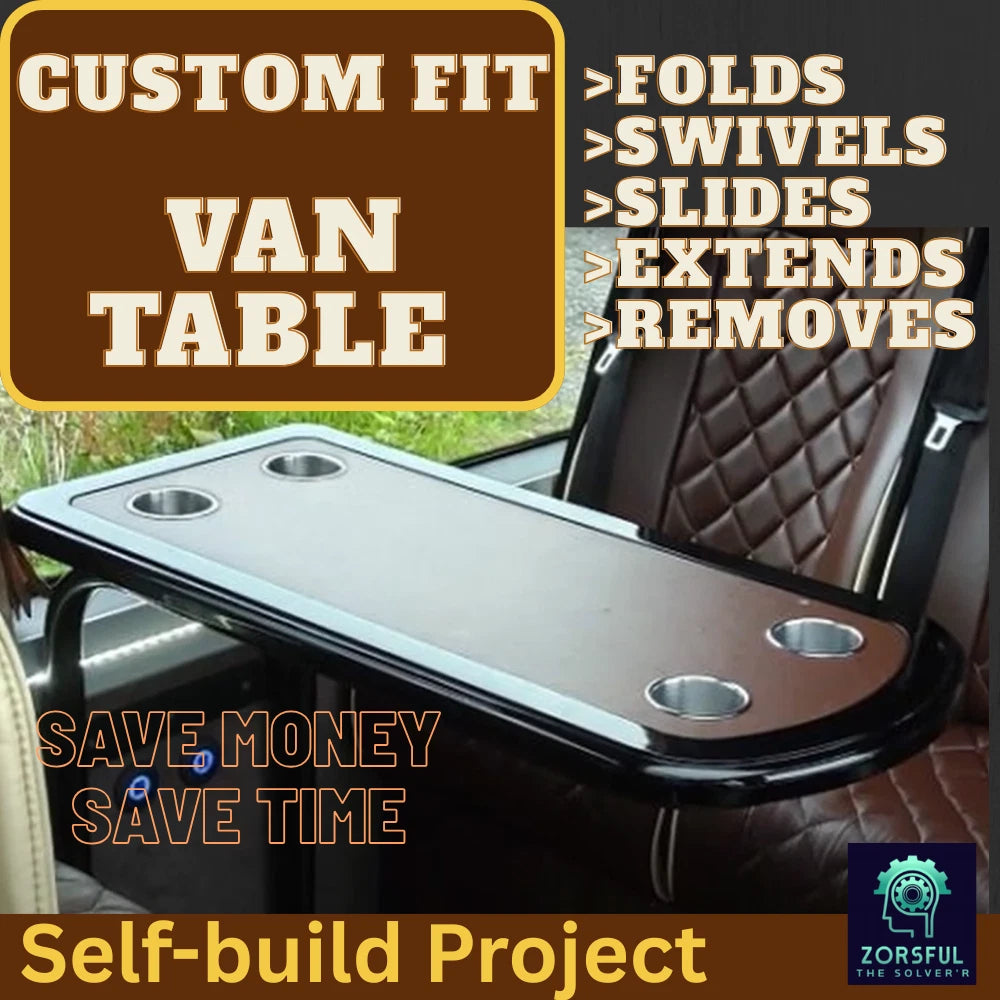 LT1 Save on Self Build Camper Van Folding, Swivelling, Extending Removable Table